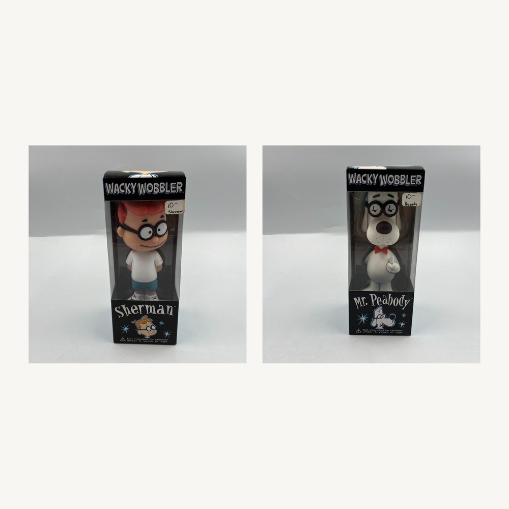 Funko Wacky Wobbler Mr Peabody & Sherman Bobblehead Lot Vintage Rocky Bullwinkle
